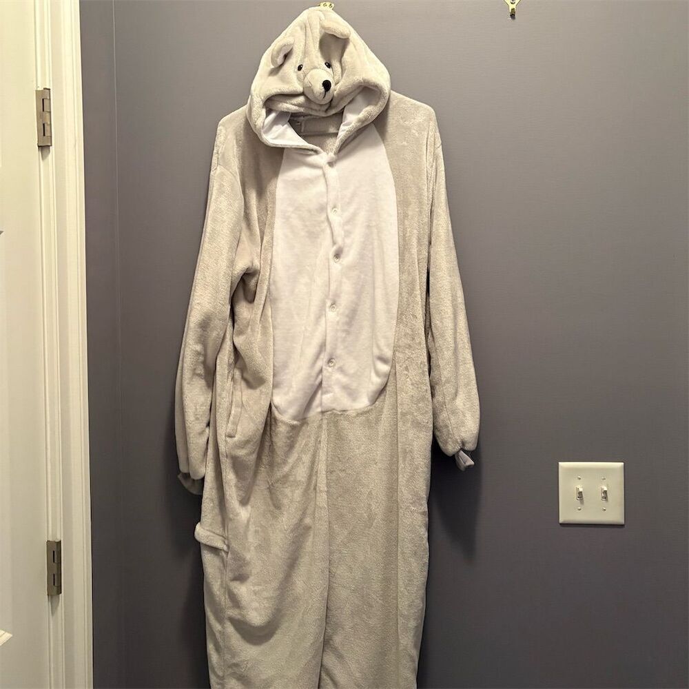 Unisex XL Gray Bear One Piece Suit - Picture 1 of 12